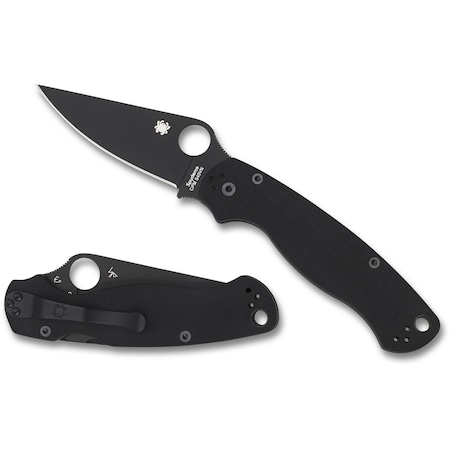 Spyderco 2024 Spyderco Para Military 2 G-10 Black Black Blade Plain SPY-C81GPBK2